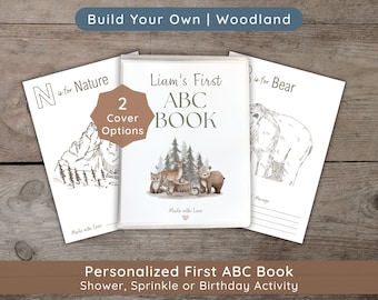Woodland Baby Shower Games: Alphabet Coloring Book, Baby Shower ABC Book, Sprinkle Guest Book Alternative, Forest Animals