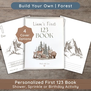 Woodland Baby Shower Guest Book Alternative: Custom Coloring Book Activity, Baby Shower Games, Number Coloring Pages, Forest Animals