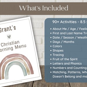 Screen-free Christian educational workbook for toddlers and preschoolers, featuring personalized dry erase pages, early literacy skills, and mini Bible stories in a clutter-free and calming design.