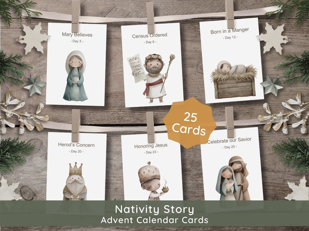 Bible Verse Advent Calendar 2025 Cards: Printable Scripture Nativity ...