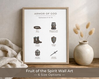 Armor of God Printable Wall Art, Christian Homeschool Decor, Sunday School Classroom Digital Art, Ephesians 6 Print, Digital Download