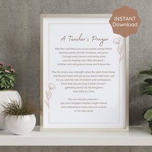 Teacher Prayer Print: Christian LDS Gift, Classroom Wall Art (Digital Download)