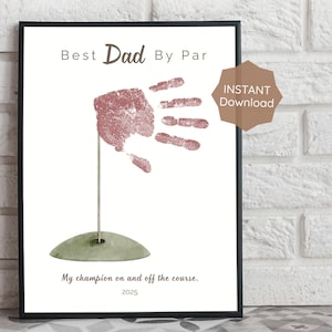 Biglietto d'auguri stampabile "Best Dad by Par" per la festa del papà, con impronta della mano / Primo regalo per la festa del papà da parte del bambino / Cornice per foto del papà, regalo per lui