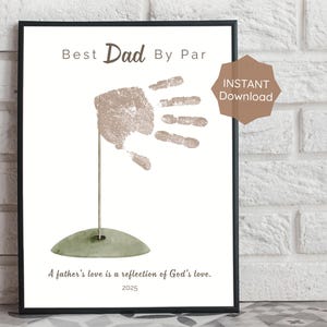 Arte de impressão de mão cristã para o Dia dos Pais | 1º presente de Dia dos Pais para o pai, de uma criança | Cartão para impressão "Melhor Pai" por Par | Presente de moldura para o pai