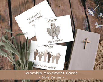 Kids Bible Verse Flashcards: Worship Movement Cards (Digital Download)