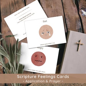 Tarjetas imprimibles sobre sentimientos cristianos: Currículo preescolar para educación en casa, Tarjetas de oración con versículos bíblicos para niños (Descarga en PDF)