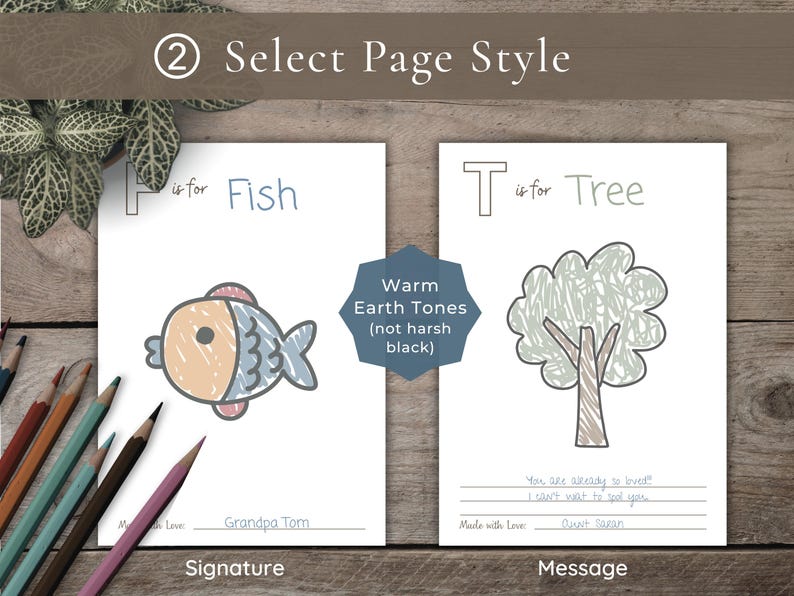 ABC animals baby shower coloring book—fun guest activity and sweet memory book with room for messages or blessings for baby.