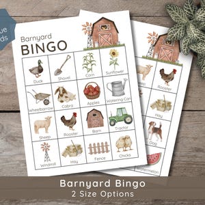 Farm Bingo Game Printable | Preschool Curriculum | Kids Birthday | Classroom | Preschool Homeschool Farm Lesson | Family Fun Activity