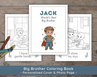 Personalized Big Brother Coloring Book: New Sibling Gift (PDF)