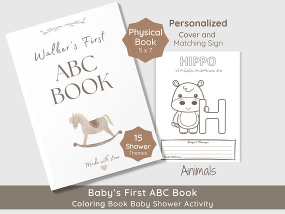 Baby's First ABC Book Baby Shower Guest Book Alternative: Alphabet Animal Coloring Pages, Sprinkle Game