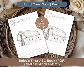Livre de coloriage ABC sur les animaux de la ferme et livre d'or de baby shower (PDF)