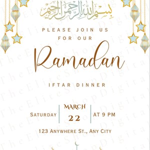 Ramadan Iftar Dinner Invitation, Editable Invitation, Digital Download, Editable Ramadan Template, Iftar Invitation, Mobile Iftar Invitation