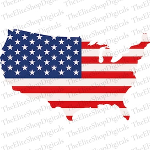 May include: A graphic of the United States map in red, white, and blue, representing the American flag. The upper left corner features a blue field with white stars, and the rest has red and white stripes.
