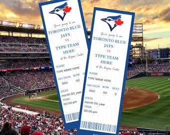 Entradas de béisbol personalizadas y editables de los Toronto Blue Jays, plantilla de entradas de béisbol, entradas de los Blue Jays, entradas imprimibles de los Blue Jays, Canva Edit