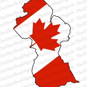 Canadian Guyanese Map Digital Download, Canada/ Guyana Flag Svg, Pdf, Png, Jpg File, Guyanese Canadian Printable, Instant Download