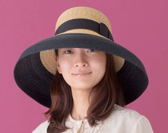 Two-Tone Holly, downturned brim straw Hat , Audrey Hepburn Hat