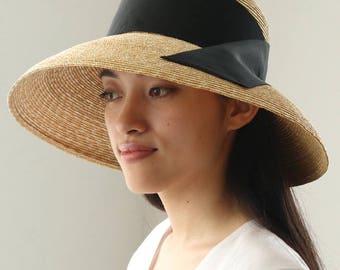 Downturned Brim Straw Hat, Audrey Hepburn style, Garden Party, Wedding Guest, Derby Hat