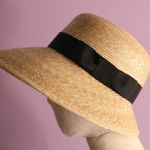 Wide-Brimmed Natural Straw Hat Cecil, bonnet style hat, classic straw hat
