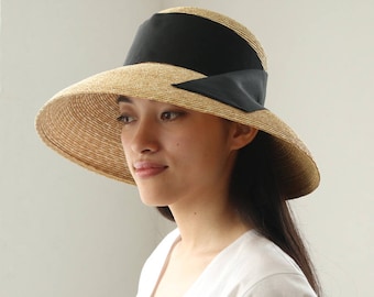 Downturned Brim Straw Hat Holly, Audrey Hepburn straw hat, curved brim hat