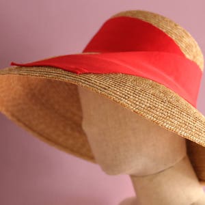 Grosgrain Down turned brim straw hat, Audrey Hepburn Hat