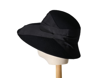 Black Wool Down-Turned Brim Audrey Hat Cecil Black