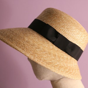 Wide-Brimmed Natural Straw Hat Cecil, bonnet style hat, classic straw hat