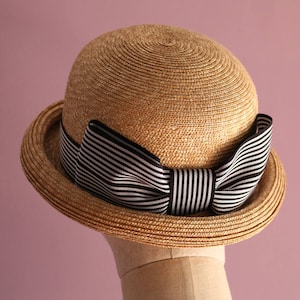 Natural Straw Bowler Hat Nicole, short-brimmed bowler hat