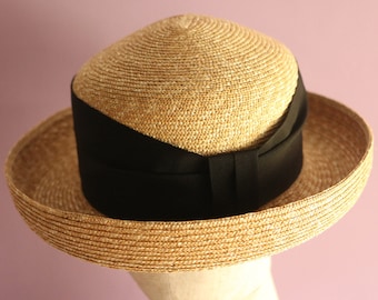 Classic Natural Straw Sailor Hat Irene turned up brim hat