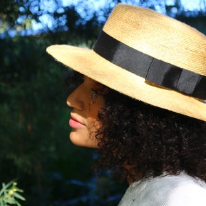 Authentic Fine Straw Boater hat with wide brim Fred natural boater  Ready to ship
