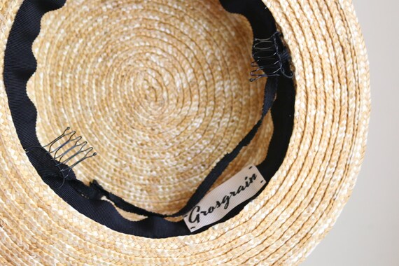 Shallow Straw Boater Hat Vivien White 