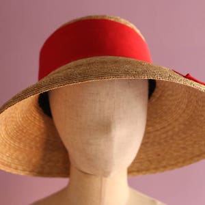 Grosgrain Down turned brim straw hat, Audrey Hepburn Hat