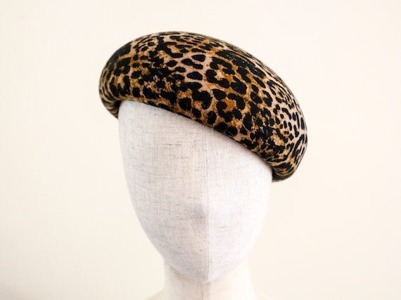 Ready to Ship Leopard Printed Wool Felt Button Beret - Etsy display picture 2