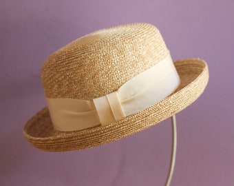 Kids summer natural straw hat Irene, sailor hat, turned-up brimmed hat