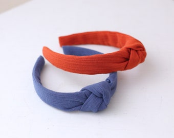 Solid Colour Cotton Top Knot Fabric Headband