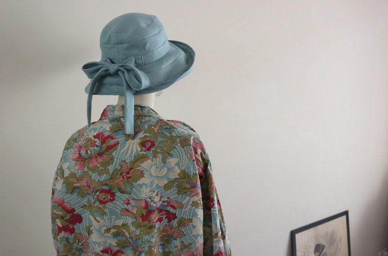 Mint green linen Capeline Wide Brimmed Hat