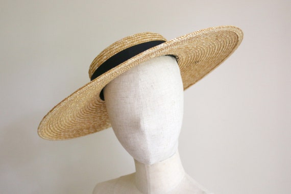 Natural Straw Wide-brimmed Boater Hat Kate Shallow Crown Hat - Etsy