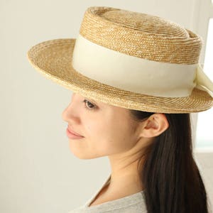 Pork Pie Style Natural Straw Hat &quot;Bob&quot;, summer pork-pie hat, unisex hat