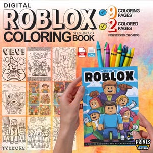 Digitaal roblox-kleur- en sticker-/kaartenboek