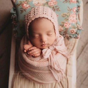 Knitting Pattern, Knit PDF Pattern, Newborn Hat Pattern, PHOTO shoot prop, Knit, Tutorial, PDF, Newborn hat, Hanalei Bonnet image 1