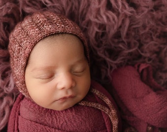 Knitting Pattern, Knit PDF Pattern,  Newborn Hat Pattern, PHOTO shoot prop,  Knit, Tutorial, PDF, Newborn hat, Rhoni Bonnet