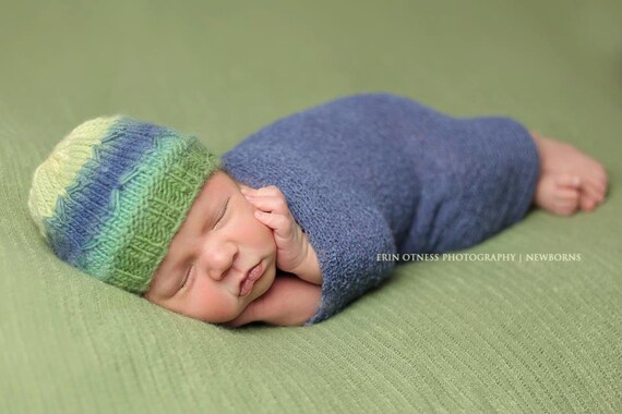 Items similar to Knit newborn hat, photography prop, colorful baby hat