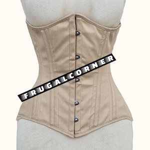 Underbust Cotton Corset Waist Trainer | Heavy Duty Steel Boned Corset Tight Lacing, Slimming, Back Support, shaping