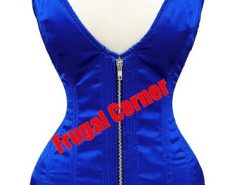 Heavy Duty Satin Corset for Women Overbust Waist Cincher with Steel Bones and Zipper