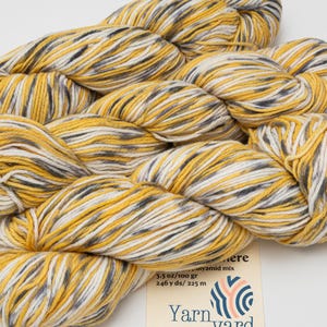 Hand Dyed Cashmere Blend Yarn: Yellow Gray DK, 3 Skeins