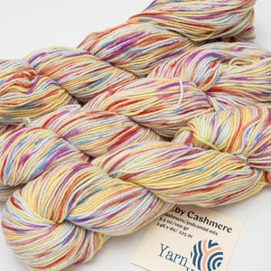 Hand Dyed Cashmere Blend Yarn: Citrus Yellow Mix, DK Weight (3 Skeins)
