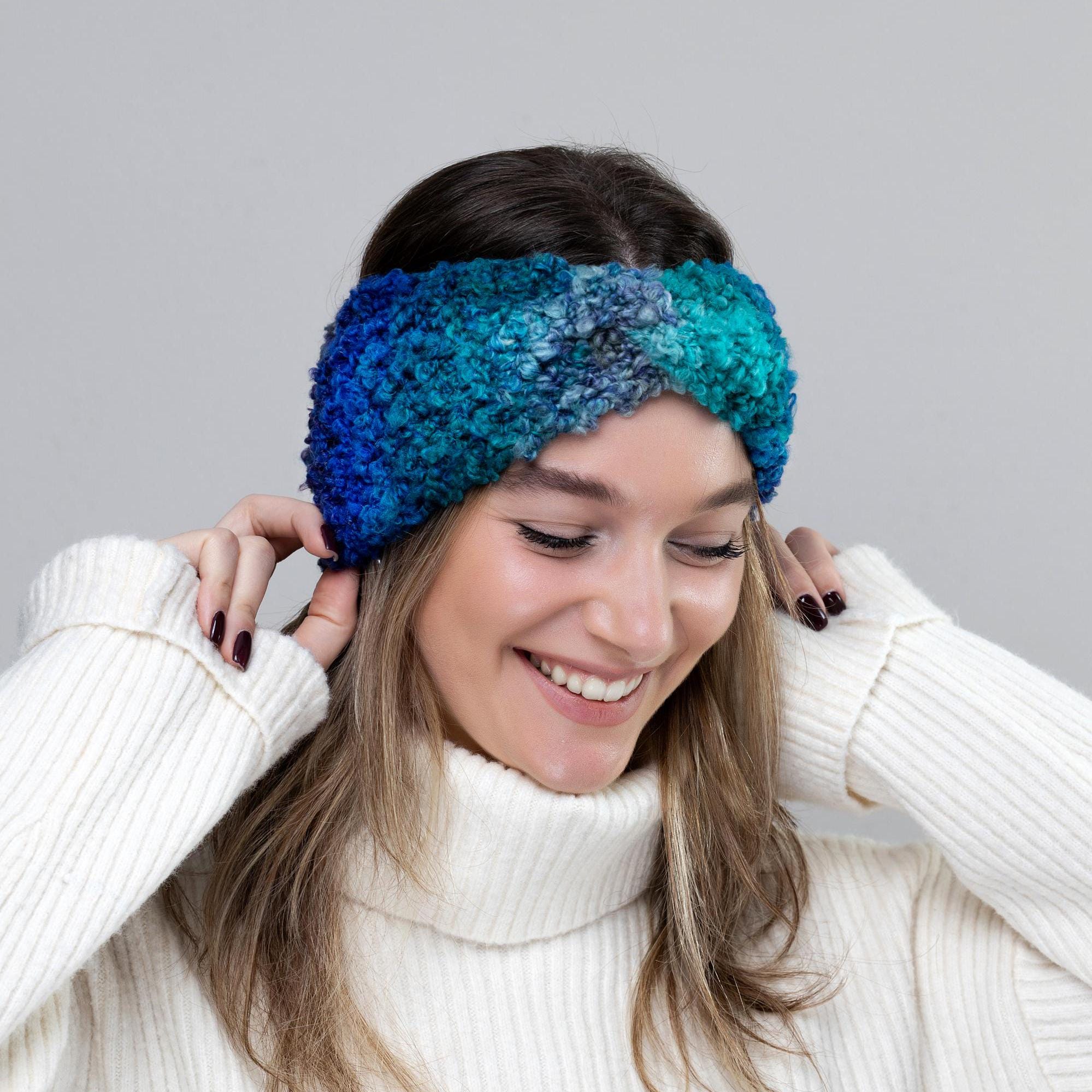 Ombré Handmade Turban Headband Hand-knit Wool Turban Headband: Brown Ombre Twisted Headband  main image 4