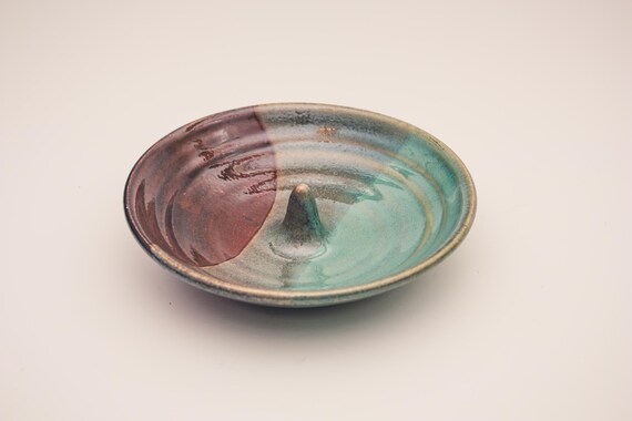 Handmade Studio Pottery Two-Toned Ceramic Ring Dish