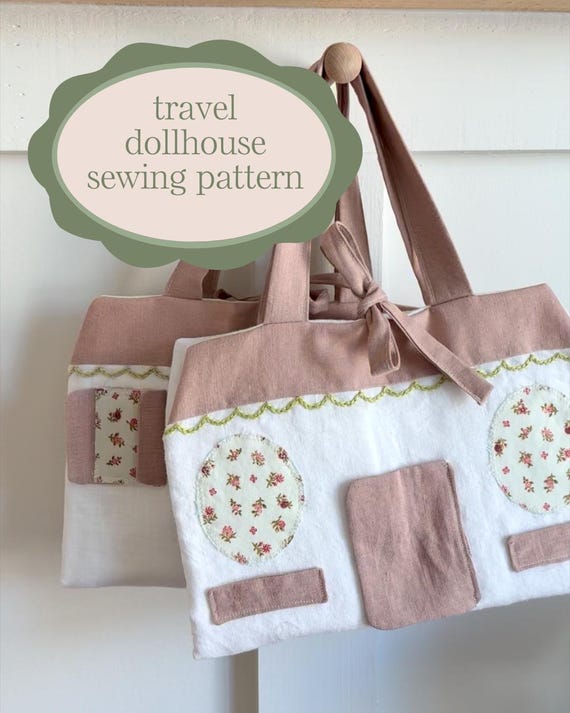 Dollhouse Sewing Pattern and Tutorial (with Mouse) - DIY Travel Dollhouse with 5 rooms - Mouse Doll with Clothes Sewing Pattern Included