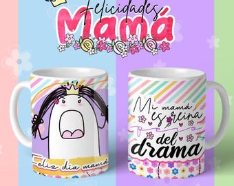 Plantilla para tazas Flork 2 /día de la madre/ plantillas editables PSD y PNG/ Incluye mockups