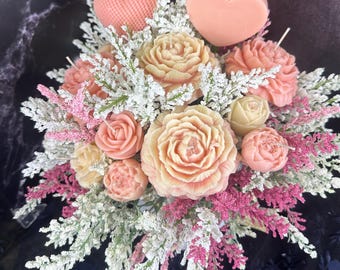 Handmade Soy Wax Flower Bouquet Candle: Custom Scented Gift